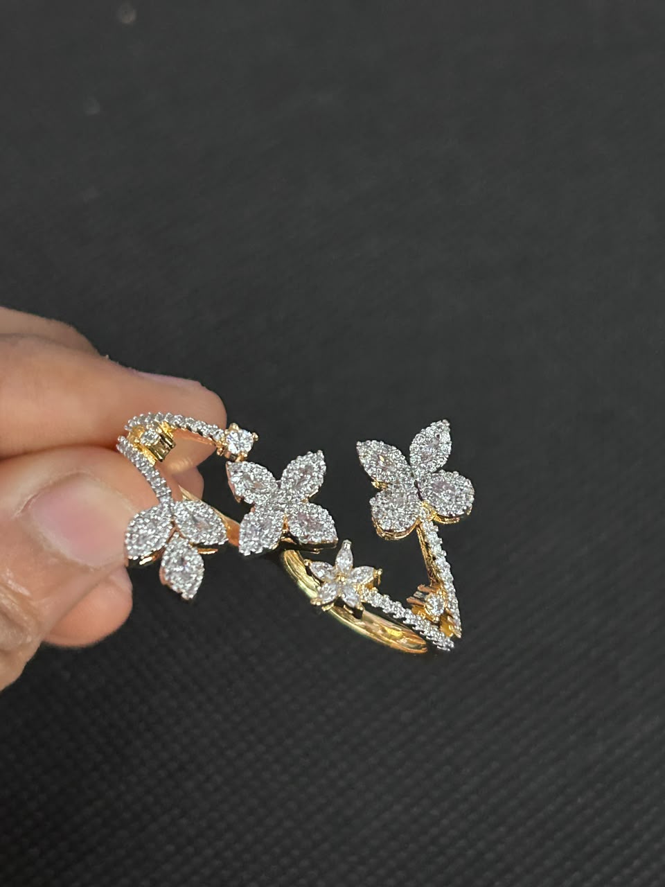 Vireya Twin Bloom Double Finger Statement Ring
