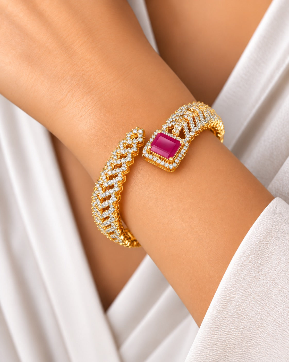 Rivana Oval Openable Stone Bracelet – Ruby, Blue & Green | Fits 2.4 & 2.6