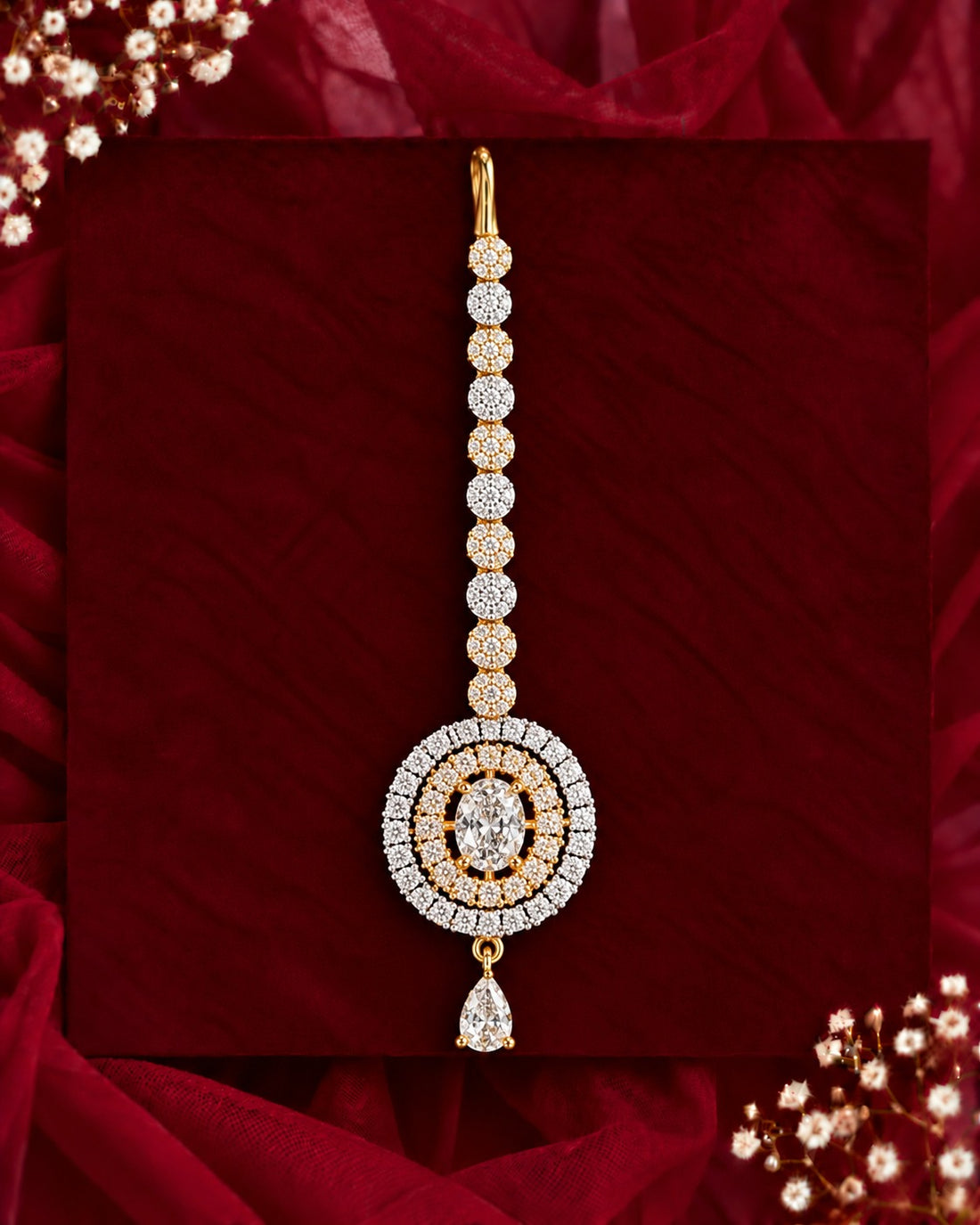 Regal Oval Halo Maang Tikka