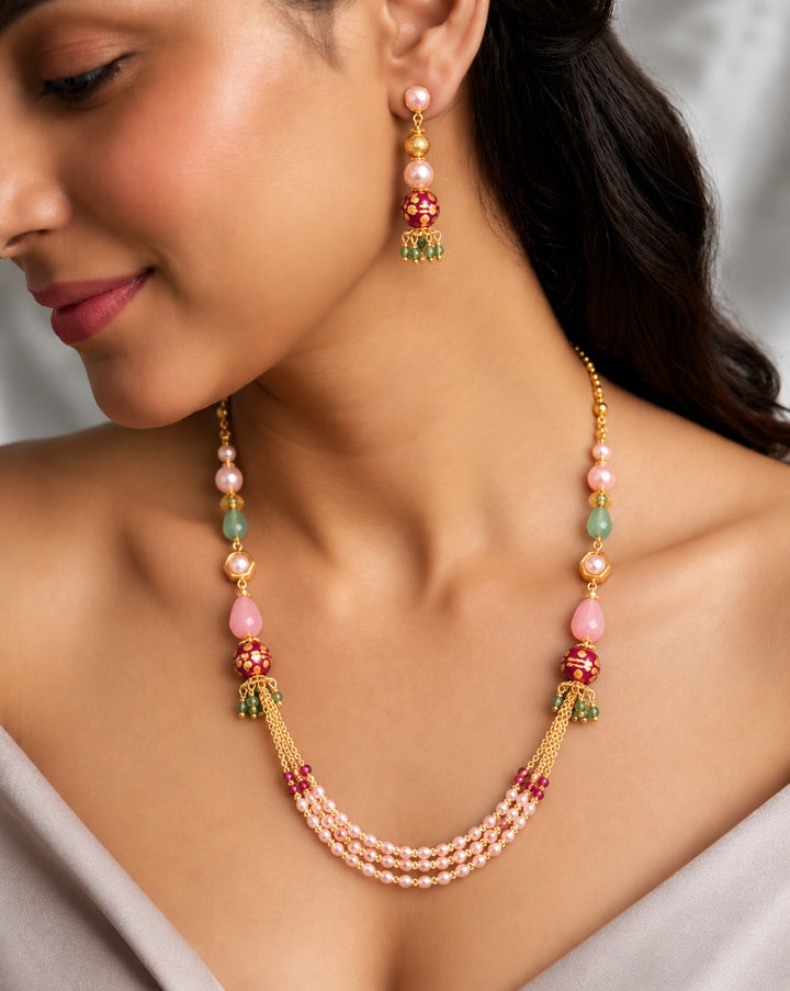 Gulnaar Pearl & Meenakari Designer Mala Set