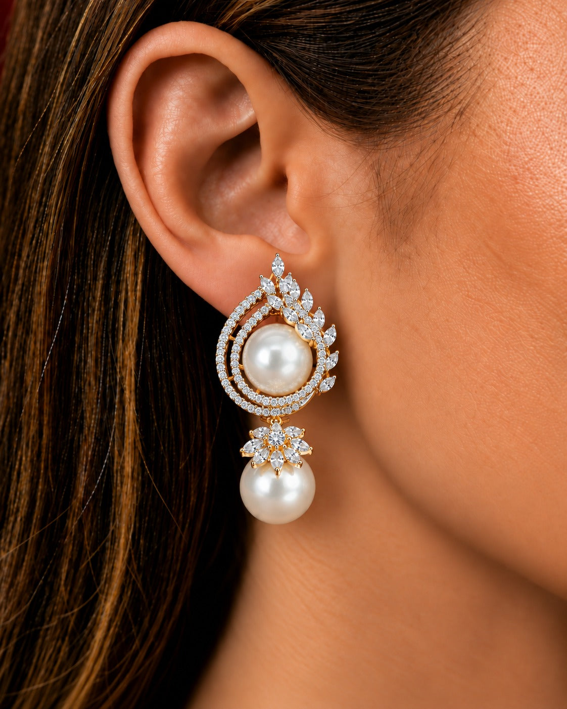 Pearl Bloom Halo Drop Earrings