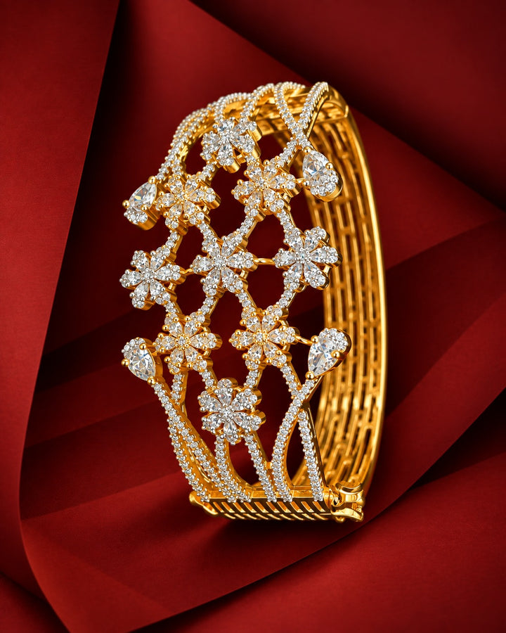 Floria Oval Openable Floral Diamond-Look Bracelet – Fits 2.4 & 2.6