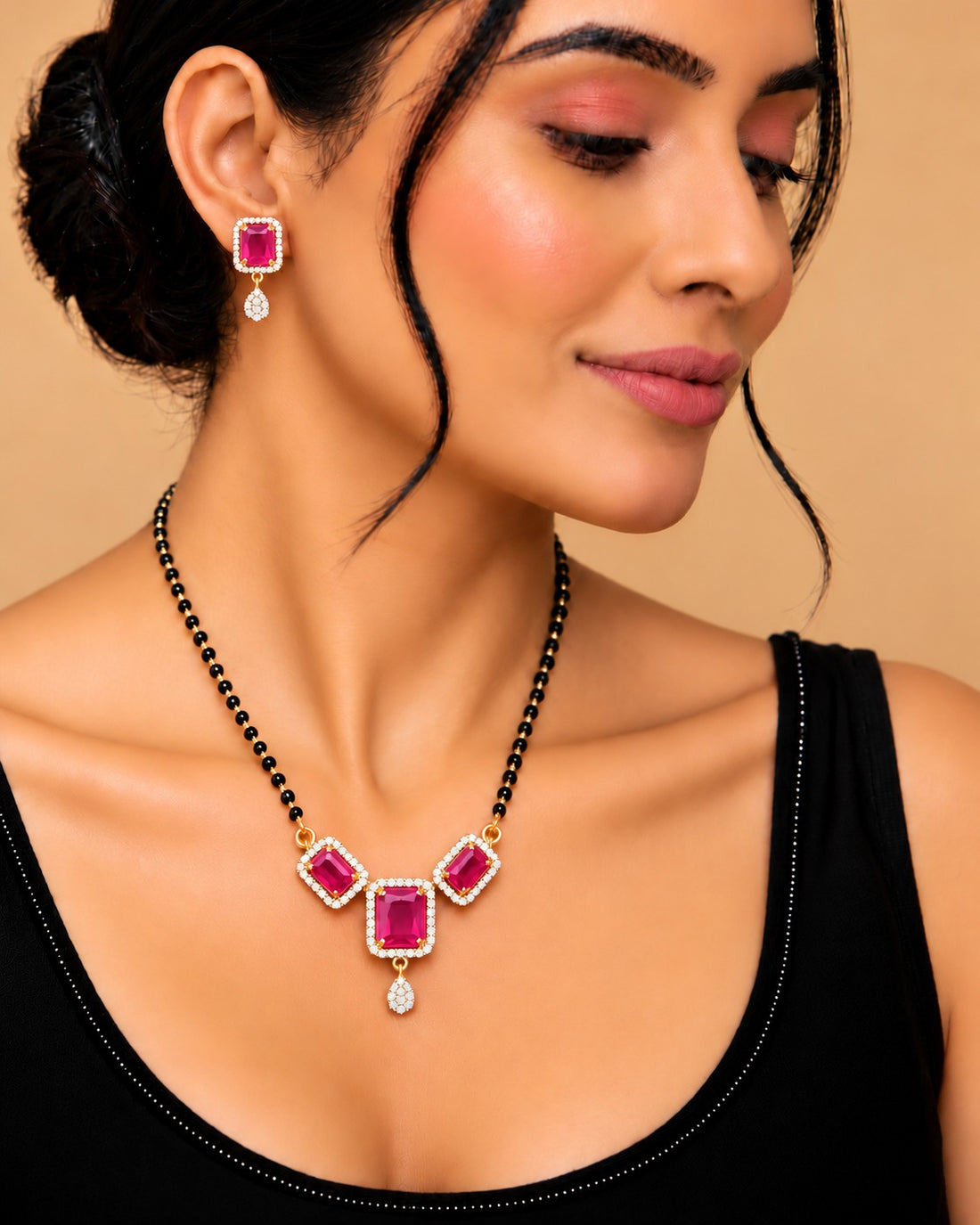 18 Inch Regal Trio Stone Mangalsutra Set