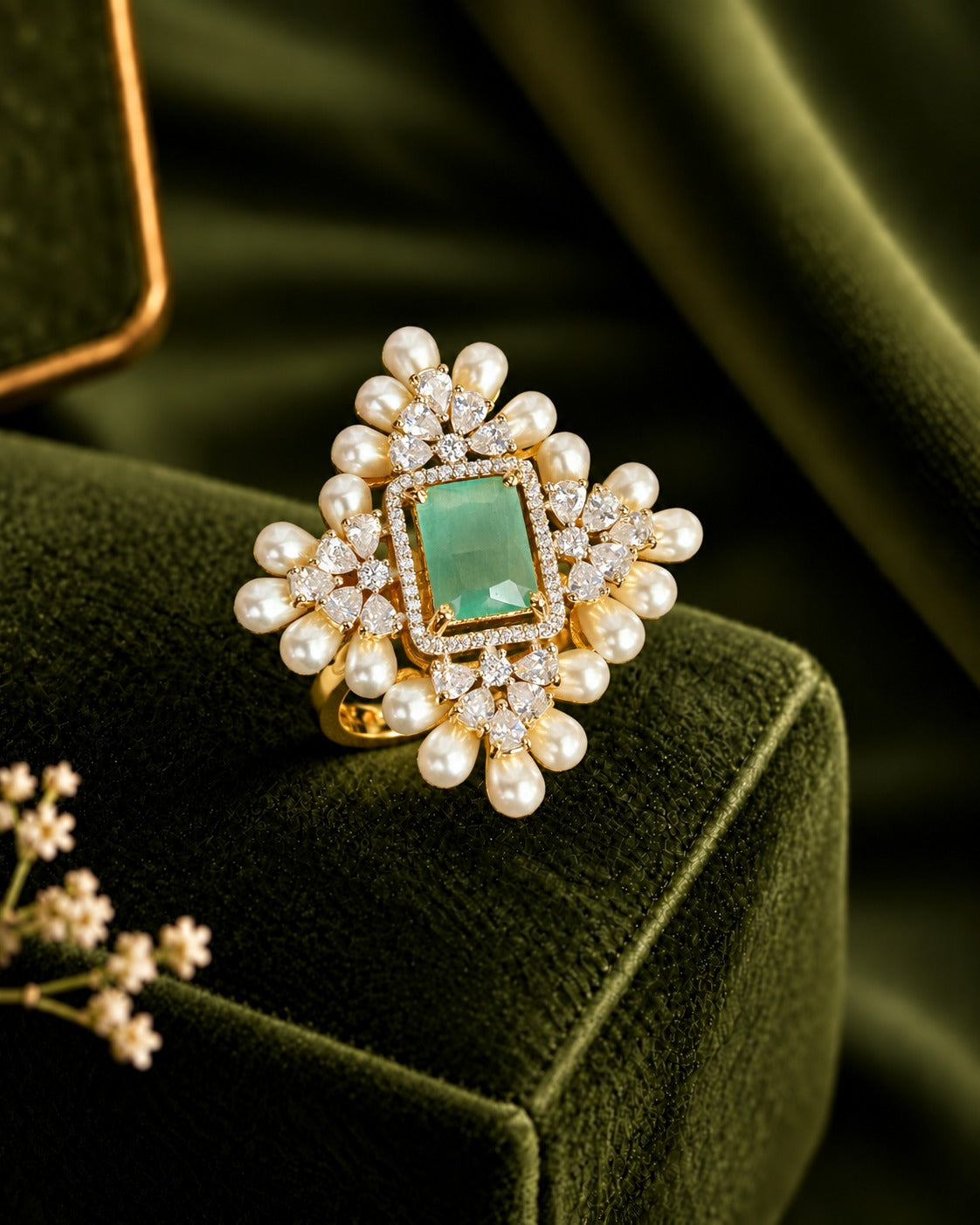 Aurelia Pearl Halo Adjustable Ring