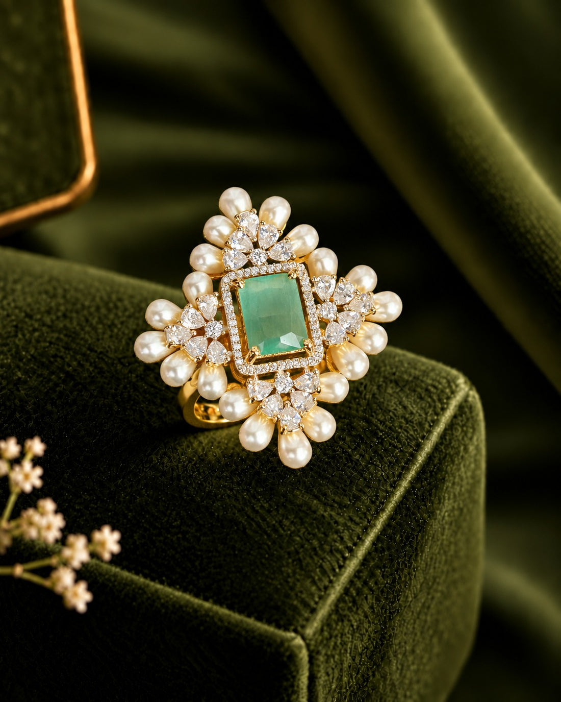 Aurelia Pearl Halo Adjustable Ring