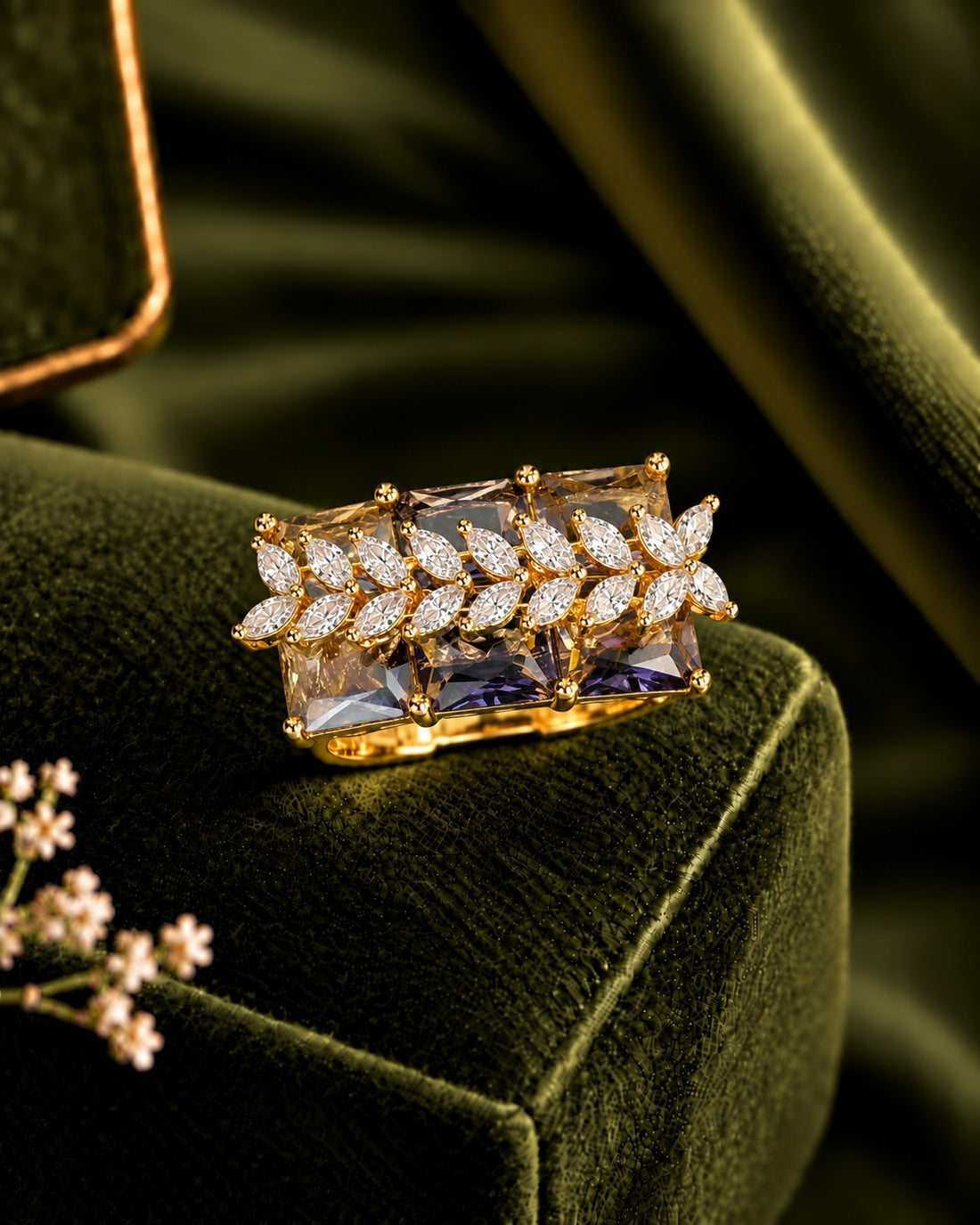 Elowen Crystal Vine Adjustable Ring