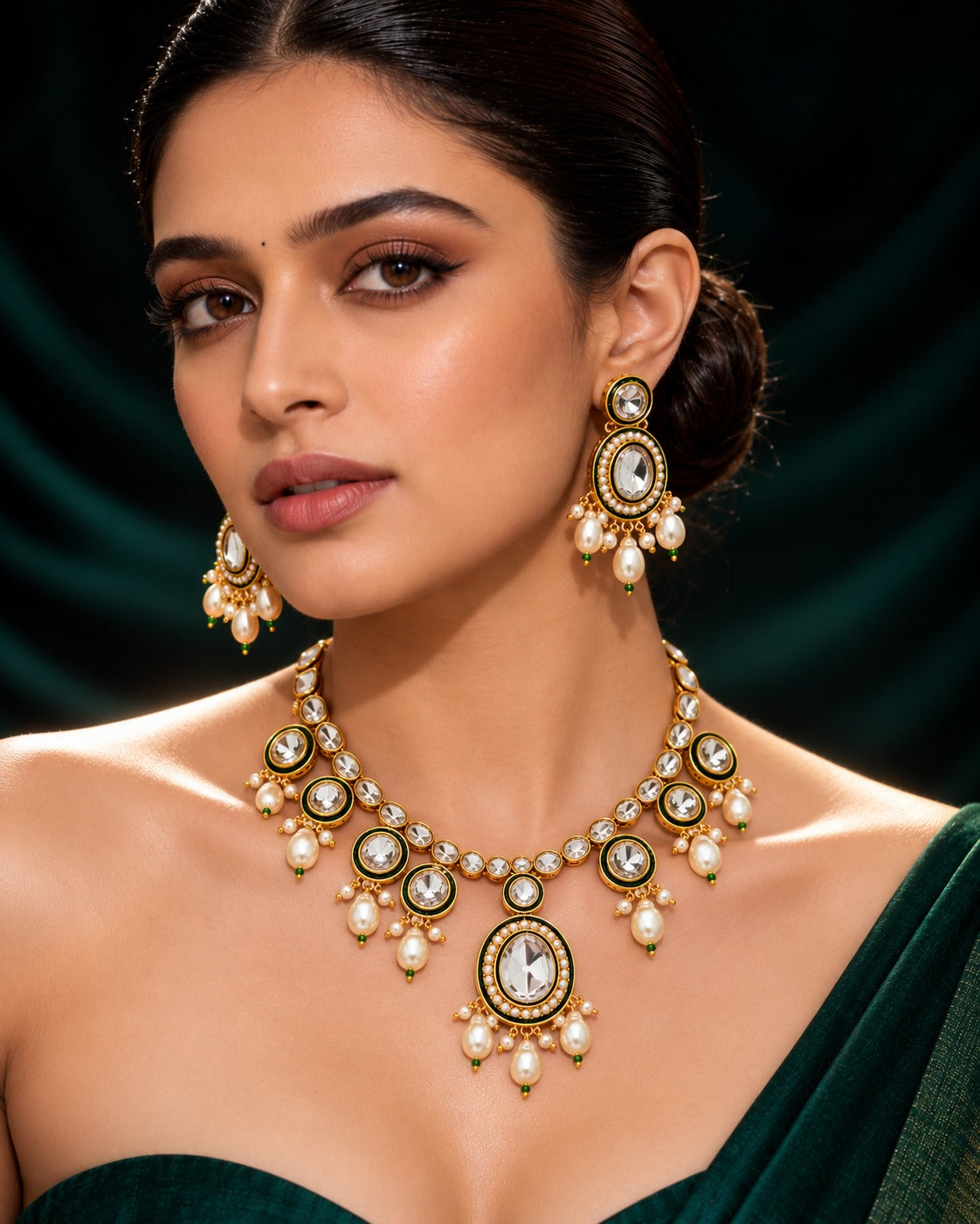 Aaradhya Classic Kundan Pearl Necklace Set