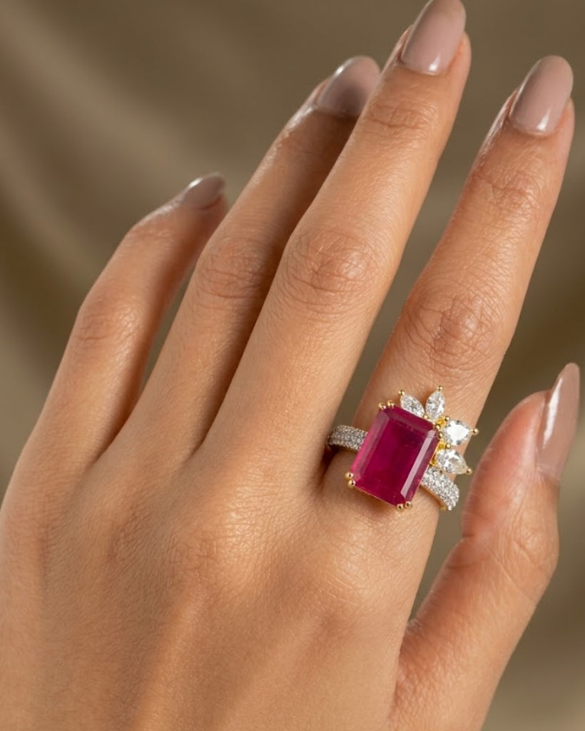 Zehra Emerald Crown Adjustable Ring for Women