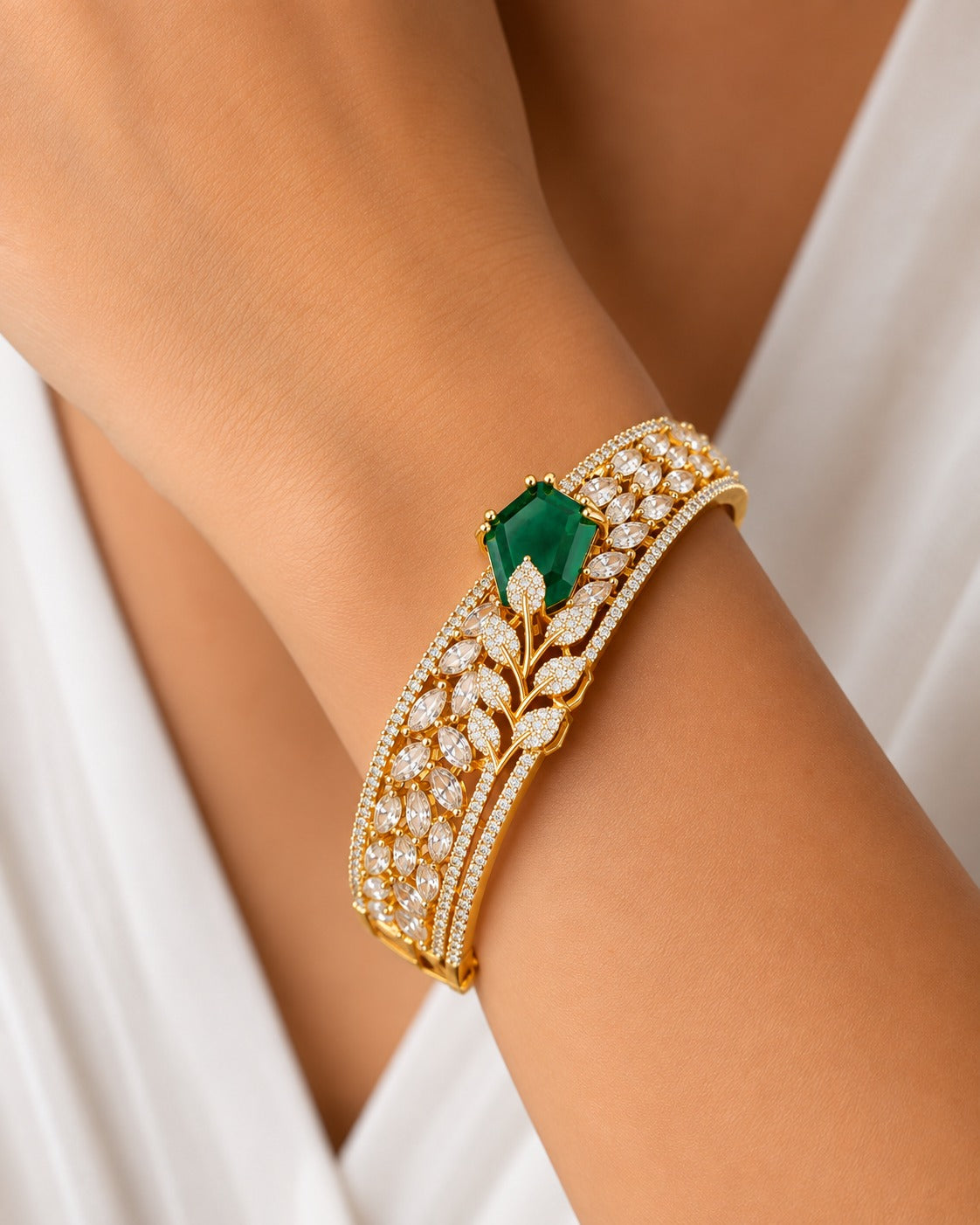 Seraphina Oval Openable Statement Bracelet – Blue, Green & Ruby | Fits 2.4 & 2.6