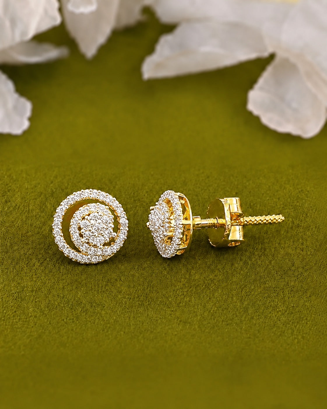 Zivara Screw Back Celestial Swirl Stud Earrings