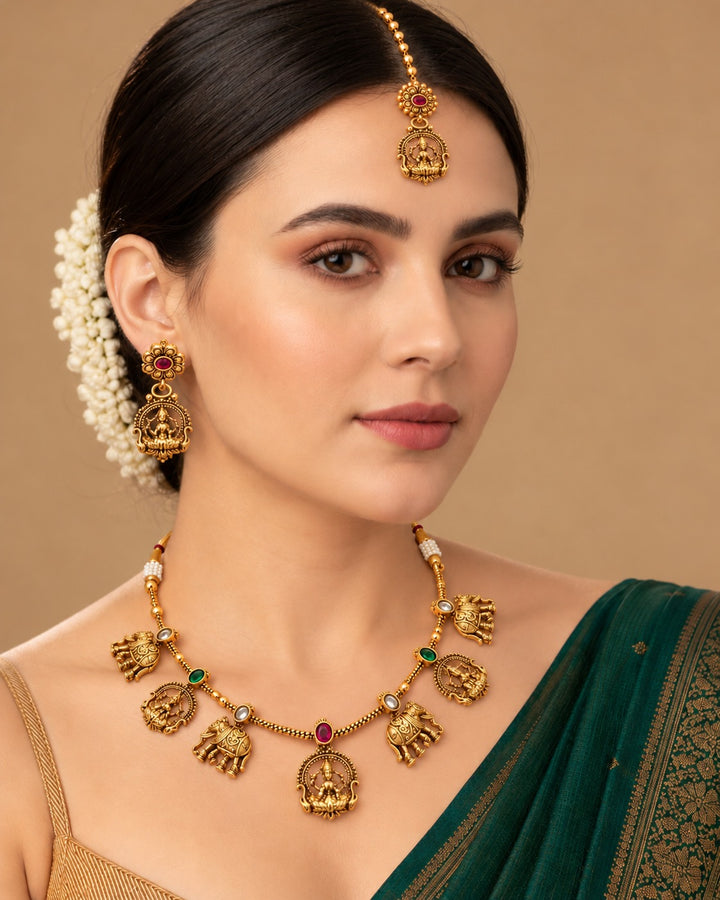 Royal Gaja Lakshmi Heritage Necklace Set