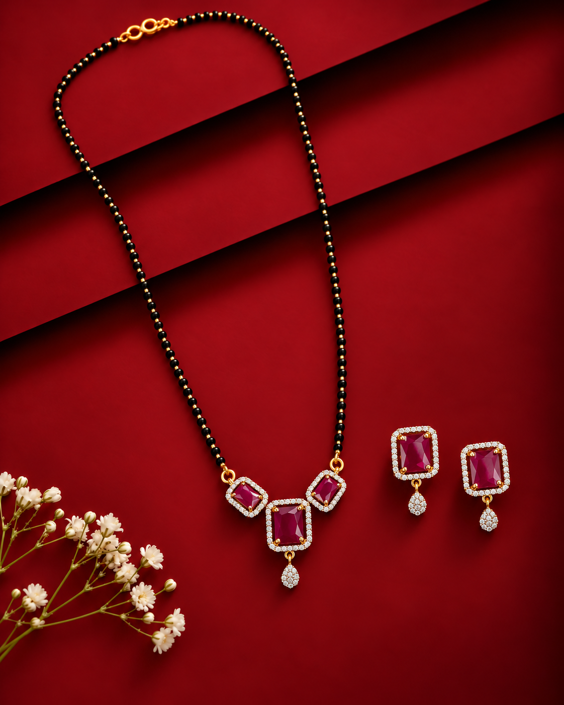 18 Inch Regal Trio Stone Mangalsutra Set