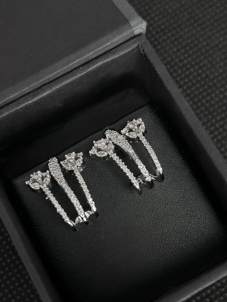 Celestia Floral Double-Line Ear Climber Earrings – Gold & Silver