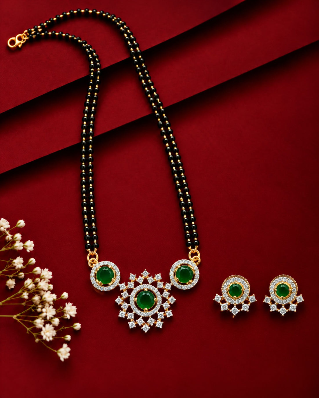 Aarohi Dual-Tone Floral Mangalsutra Set – 18 Inch