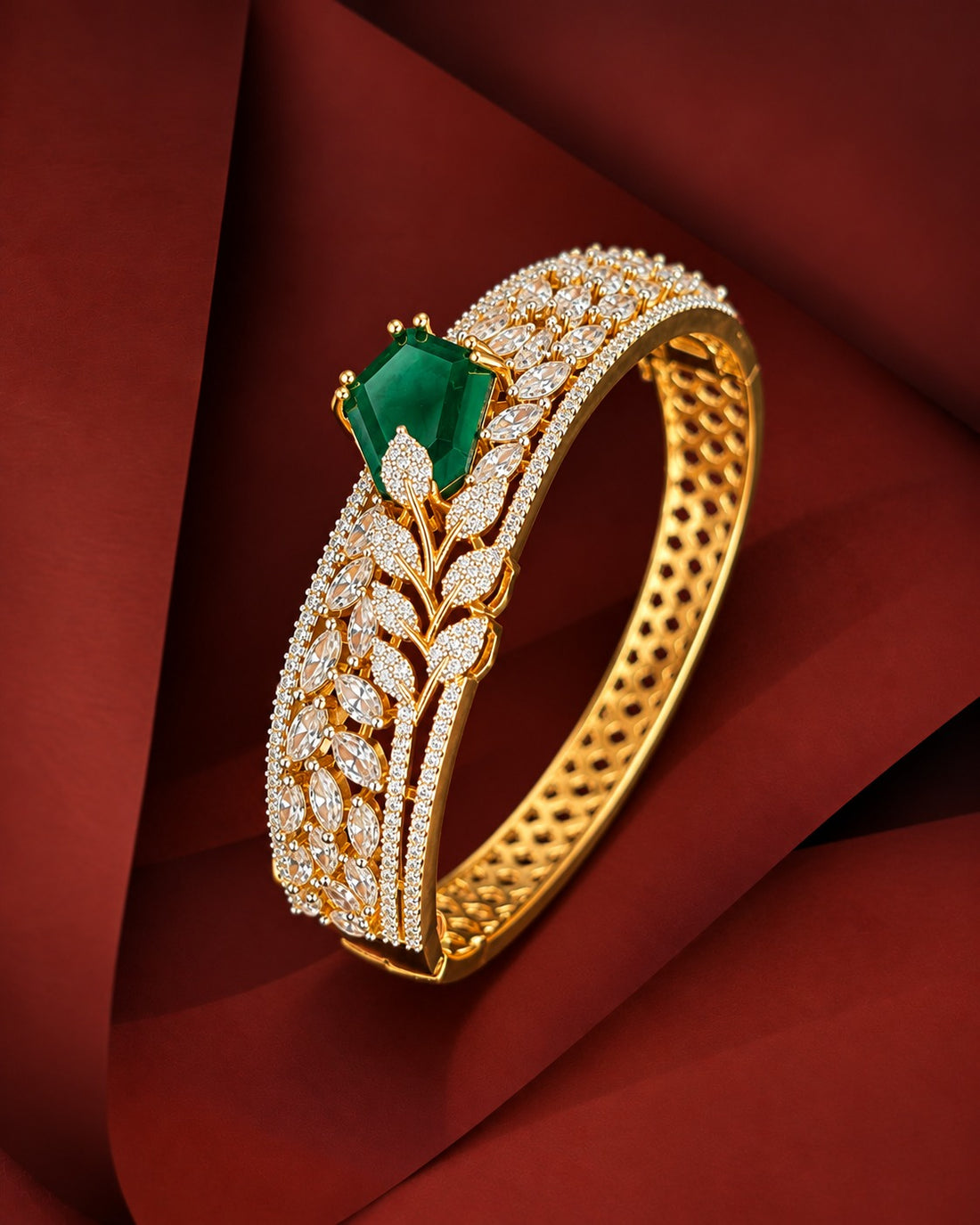 Seraphina Oval Openable Statement Bracelet – Blue, Green & Ruby | Fits 2.4 & 2.6