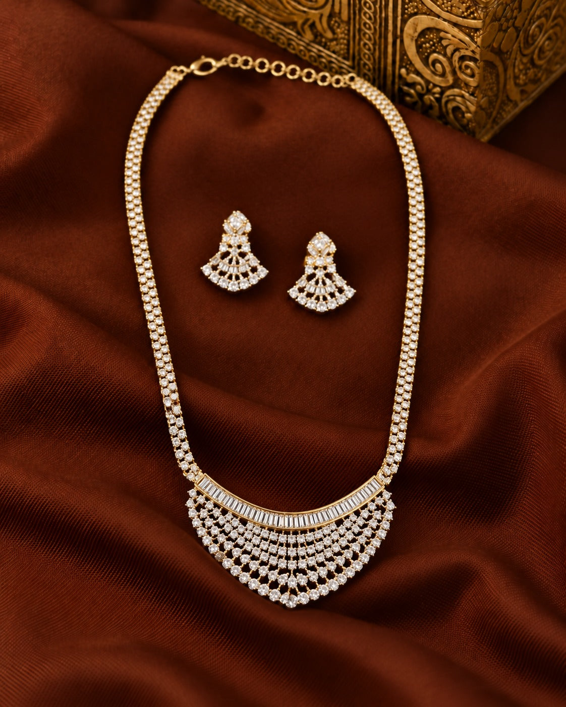Aurelia Diamond-Look Fringe Pendant Set