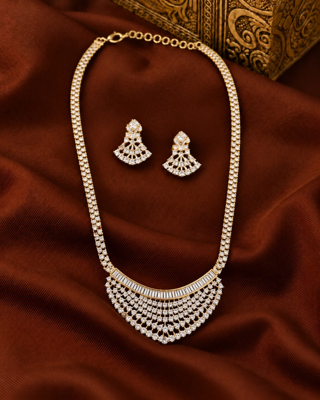 Aurelia Diamond-Look Fringe Pendant Set