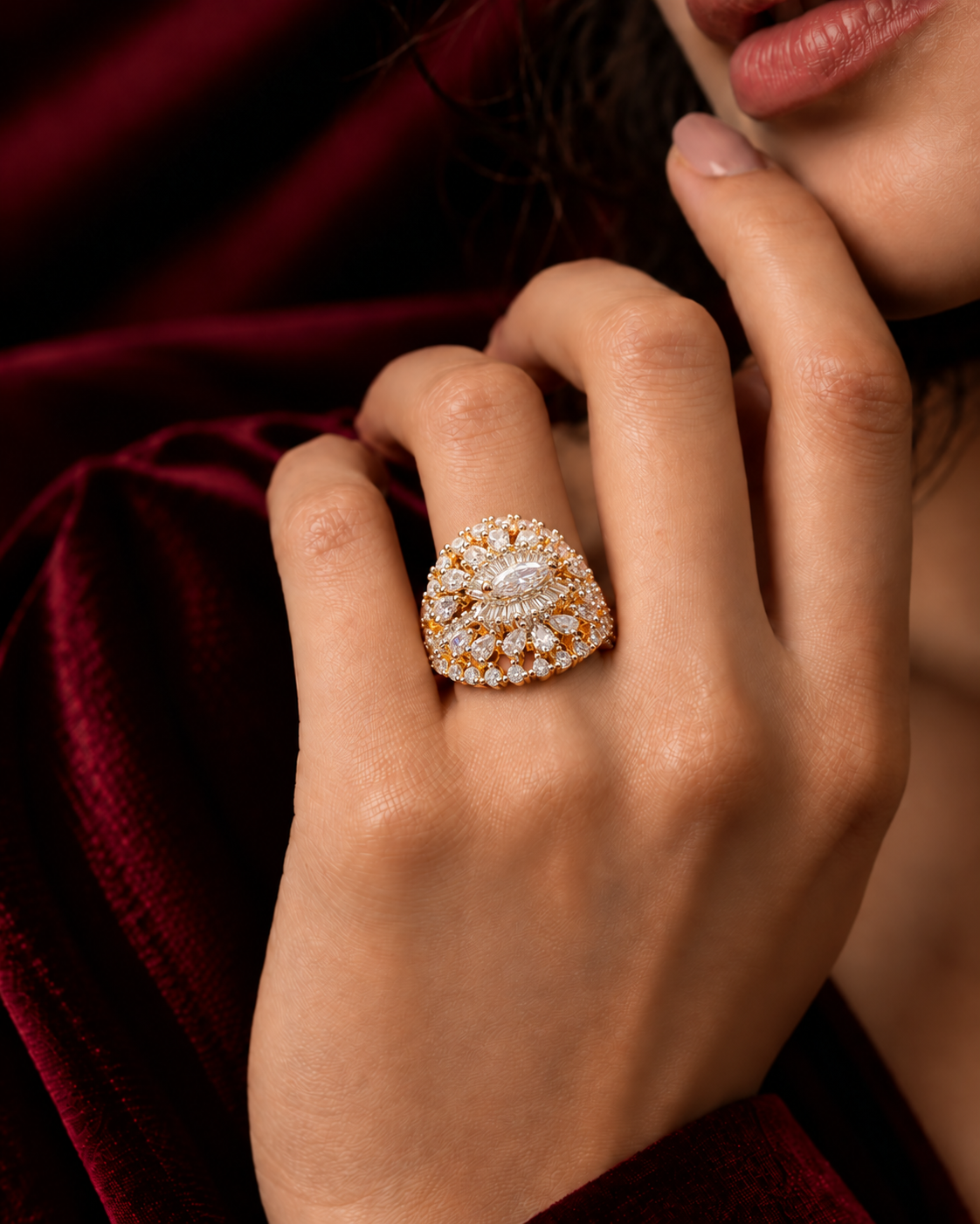 Aavya Marquise Bloom Adjustable Ring