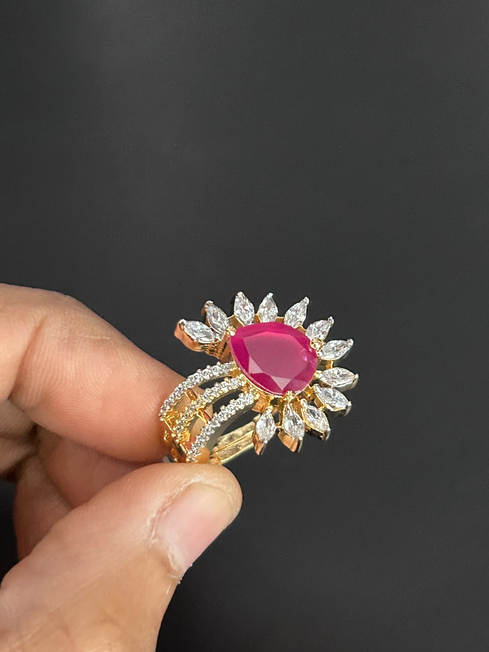 Aurevia Teardrop Halo Adjustable Ring