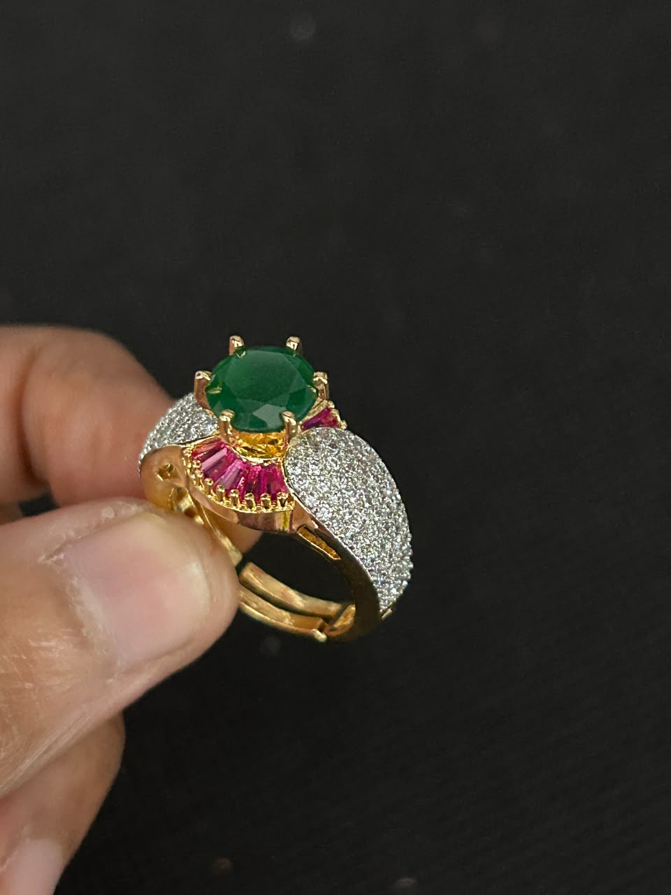 Majestic Crown Solitaire Adjustable Ring