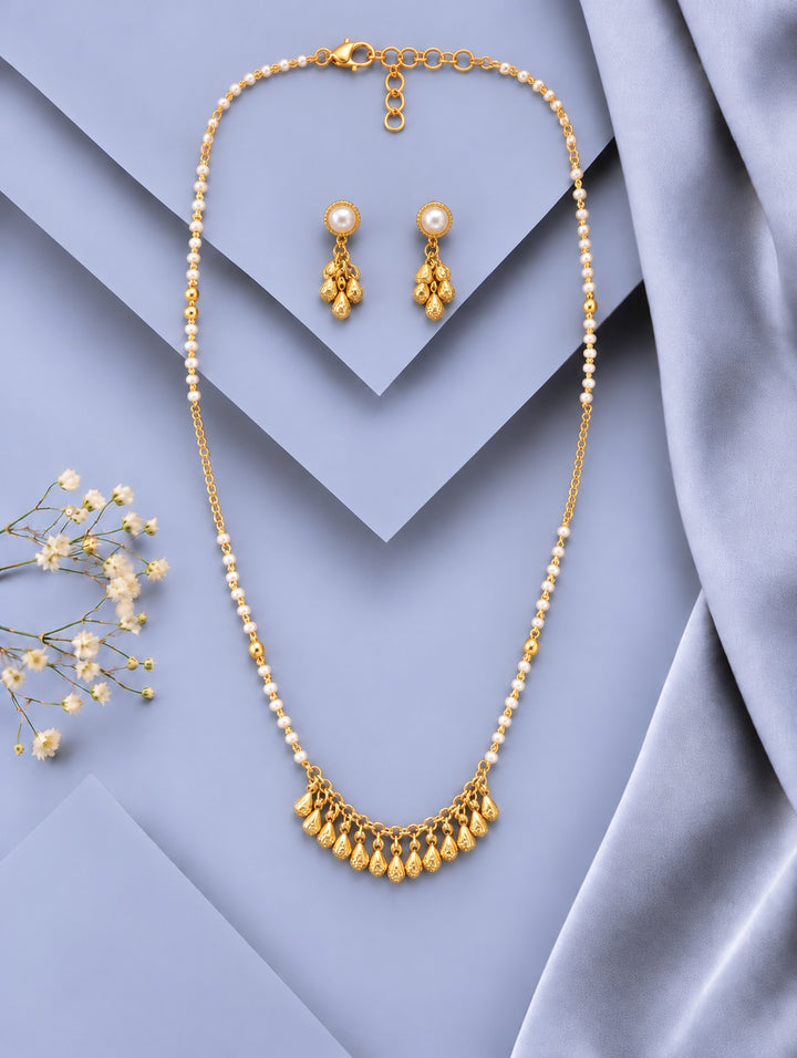 Pearl Ghungroo Drop Mala Set