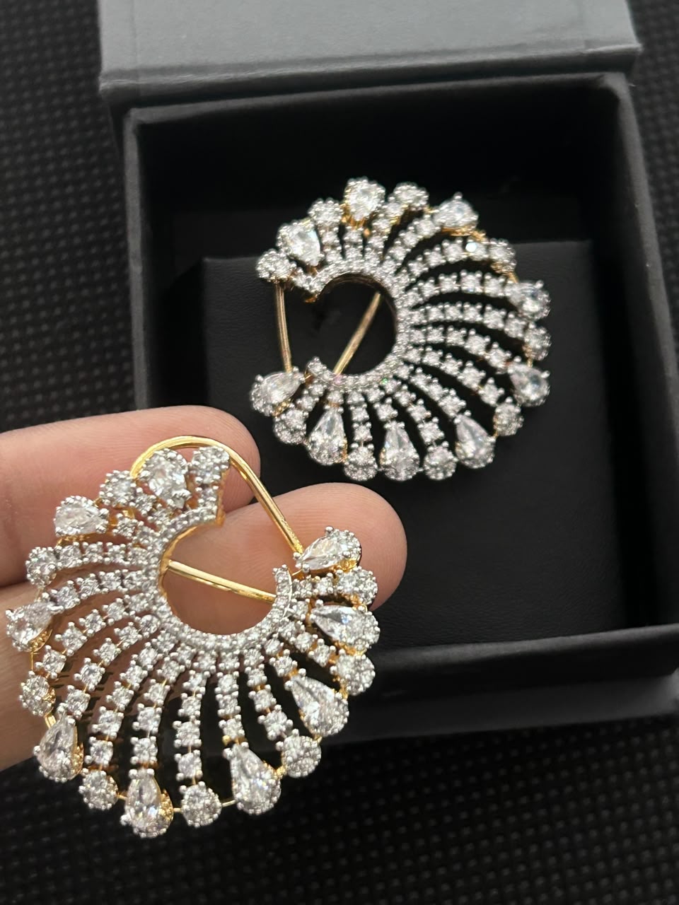 Mayurika Ruby & Emerald Diamond-Look Fan Earrings