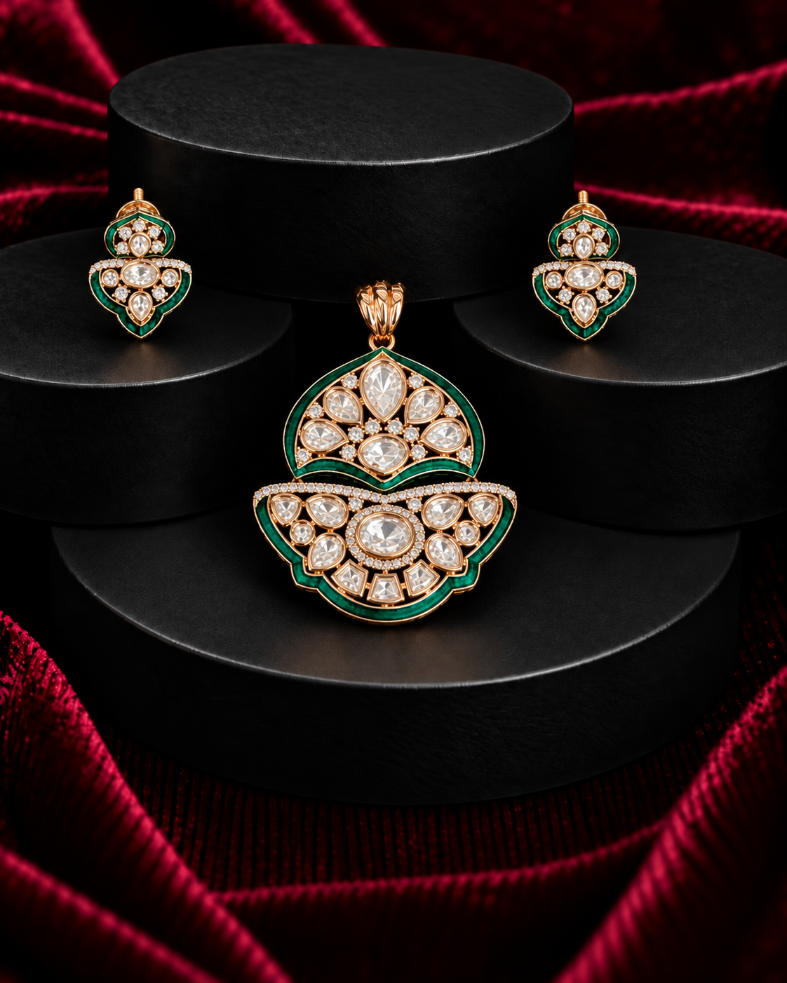 Screw Pech Meherika Polki  Pendant Set