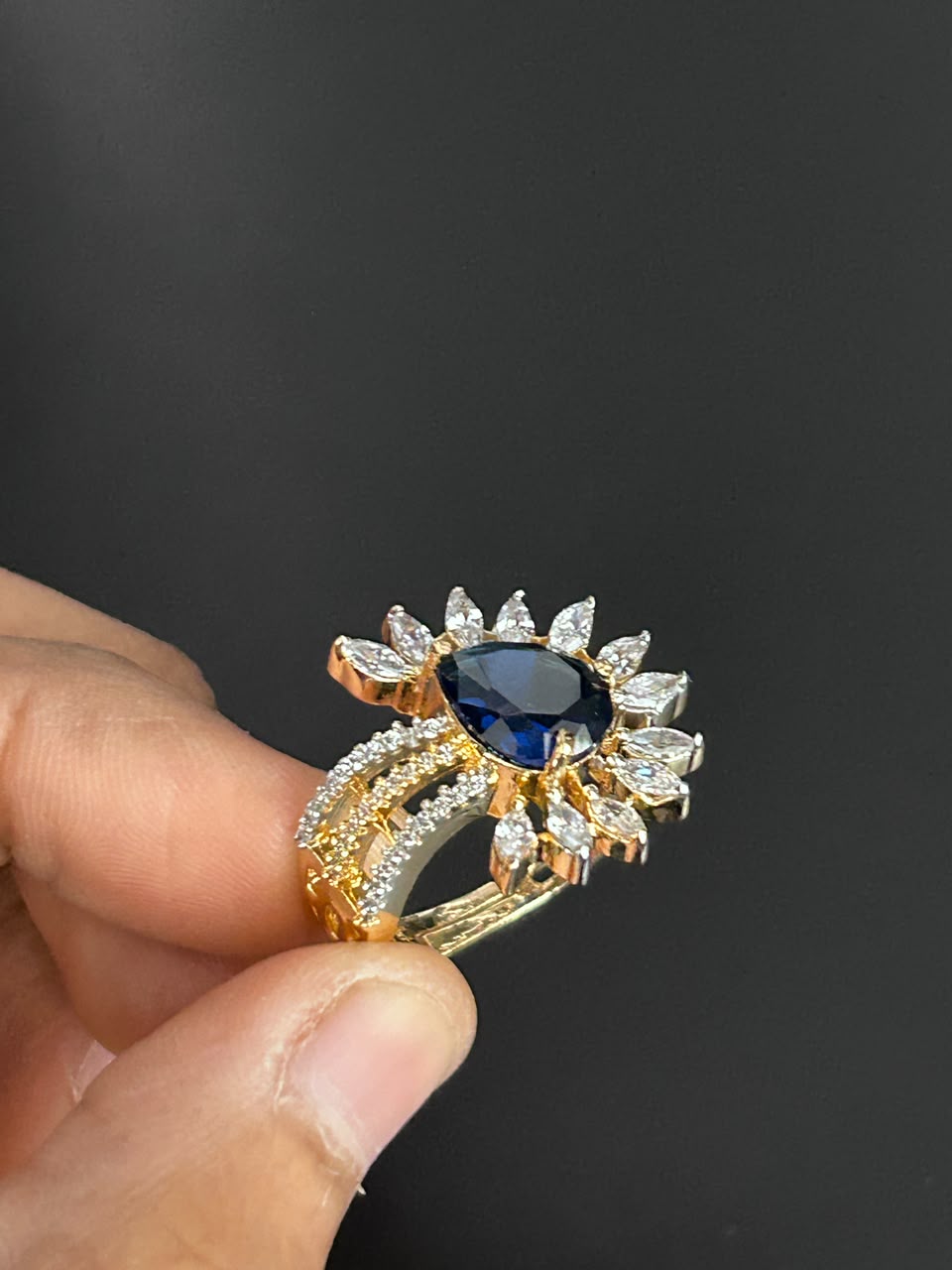 Aurevia Teardrop Halo Adjustable Ring