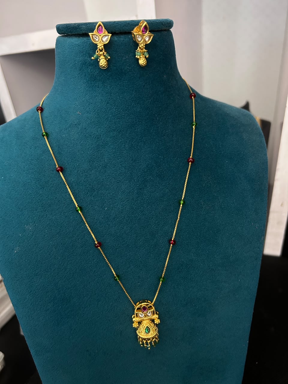 Antique Temple Pendant Mala Set