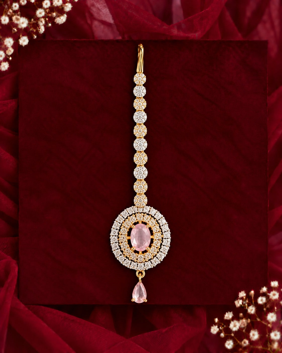 Regal Oval Halo Maang Tikka