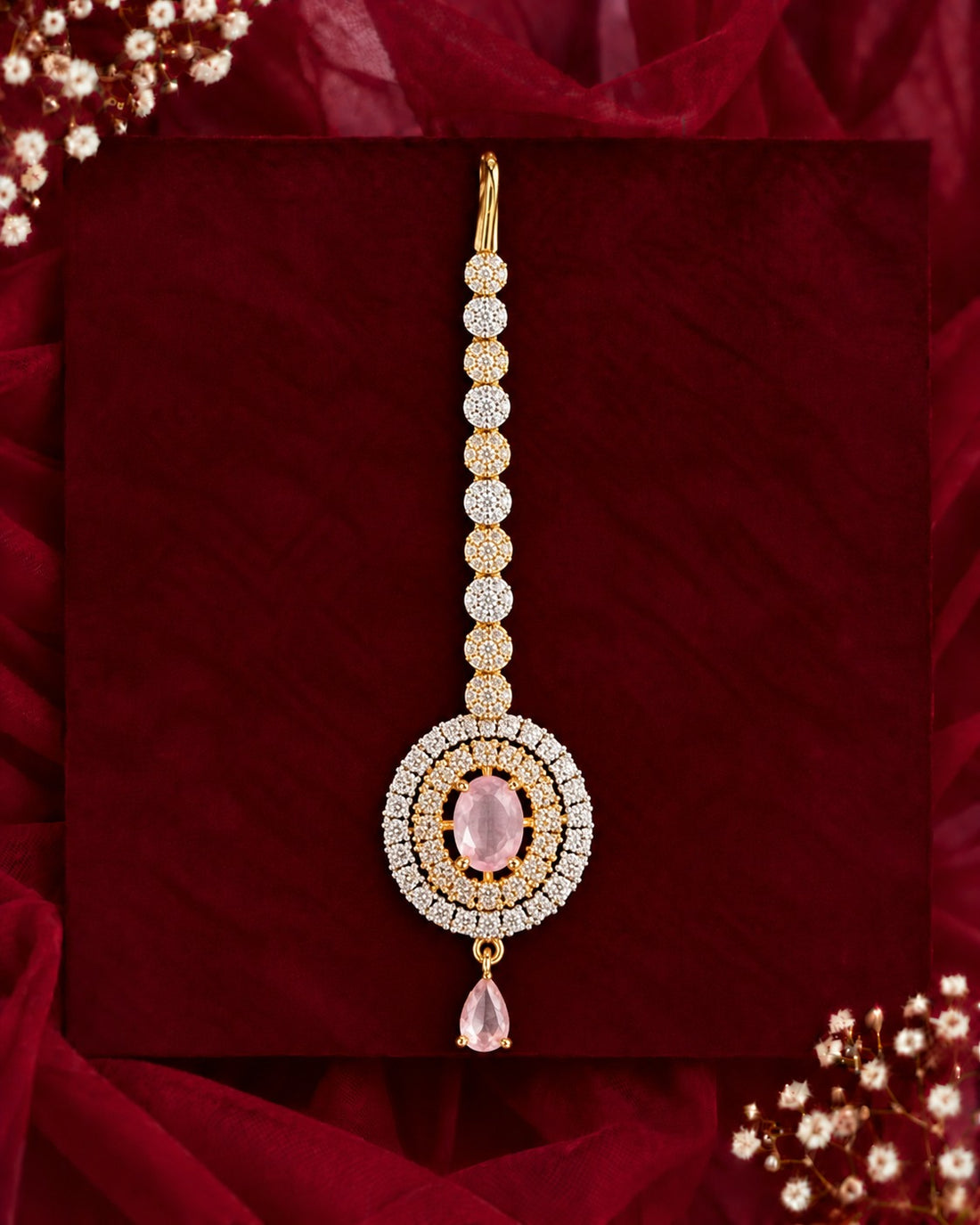 Regal Oval Halo Maang Tikka