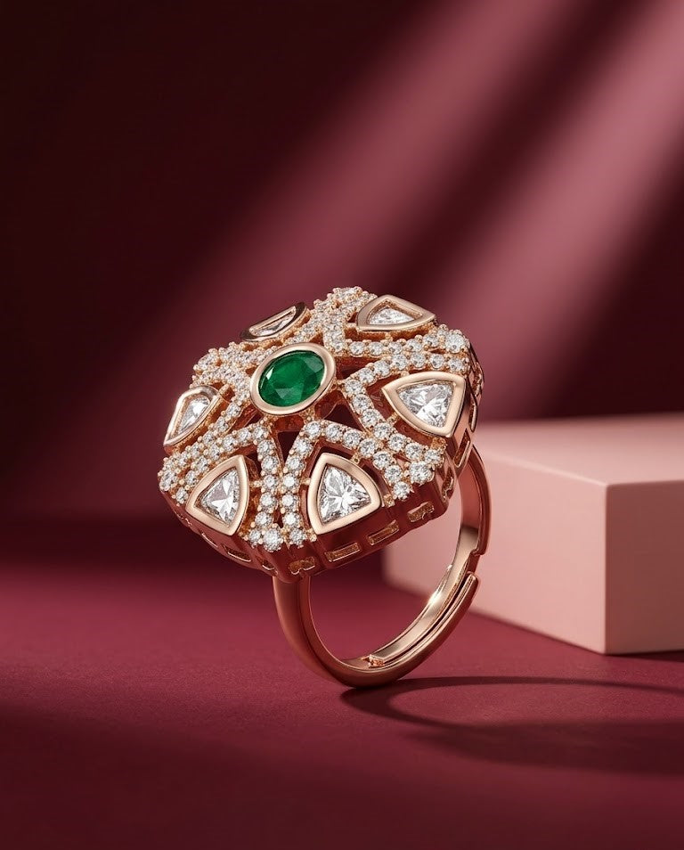 Raktima Ruby Kundan Ring for Women | Adjustable Statement Ring