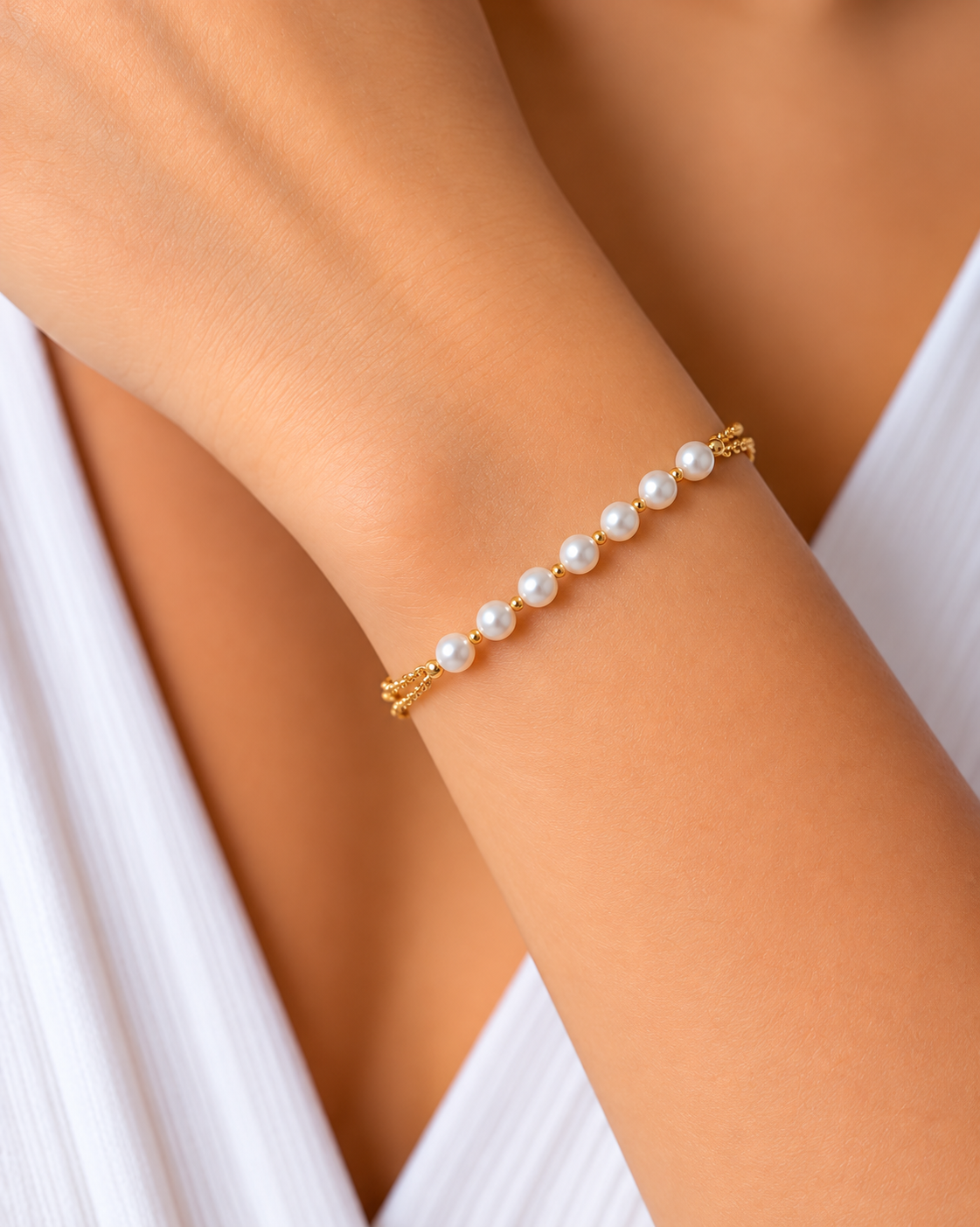 Elina Gold-Tone Pearl Chain Bracelet