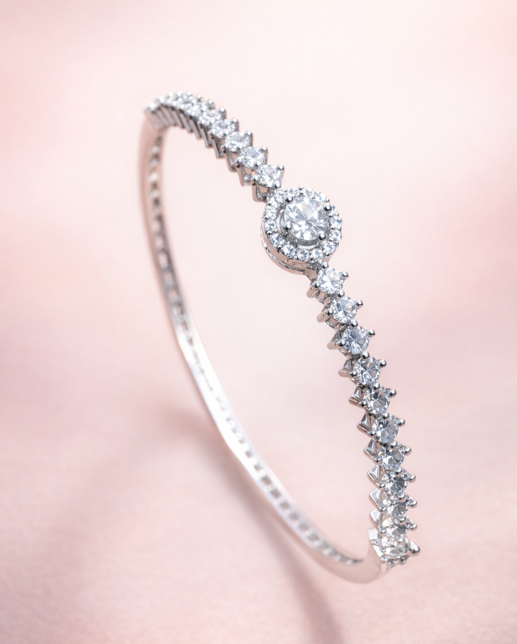 Diamond bracelet on a soft pink background