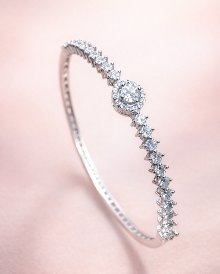 Diamond bracelet on a soft pink background