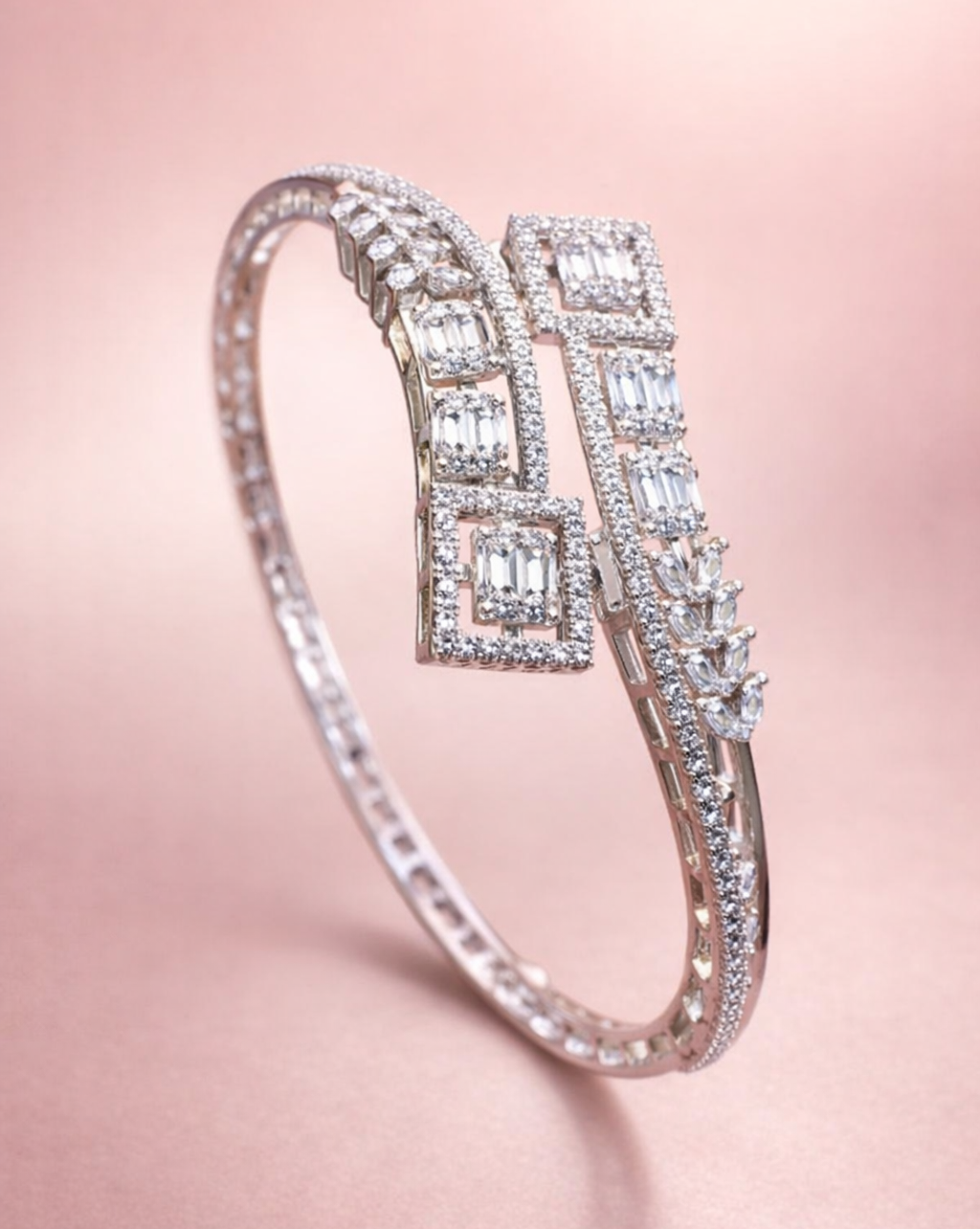 Diamond bracelet on a pink background