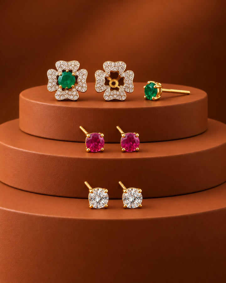 Elyra 3-Colour Changeable Floral Stud Earrings
