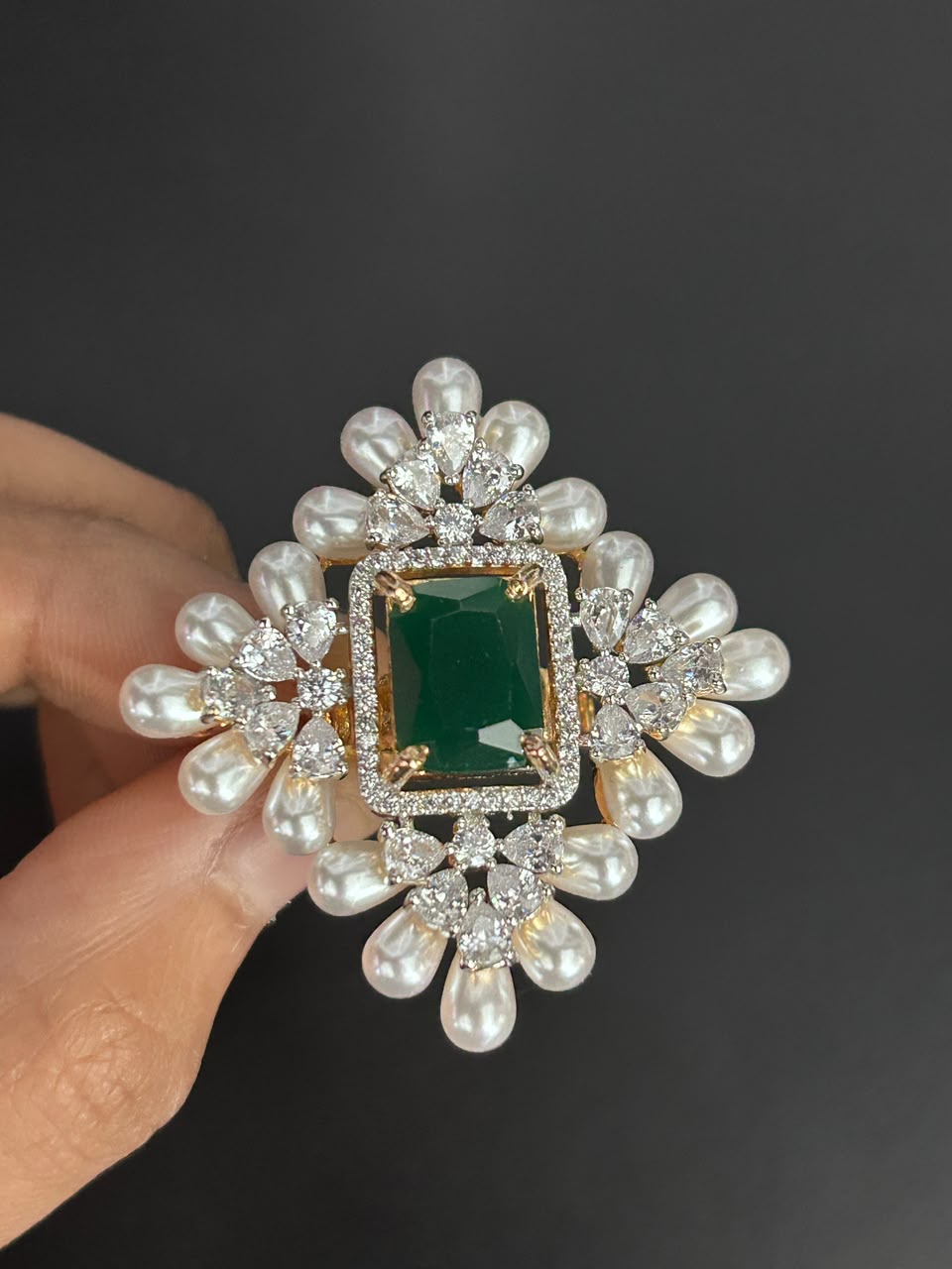 Aurelia Pearl Halo Adjustable Ring