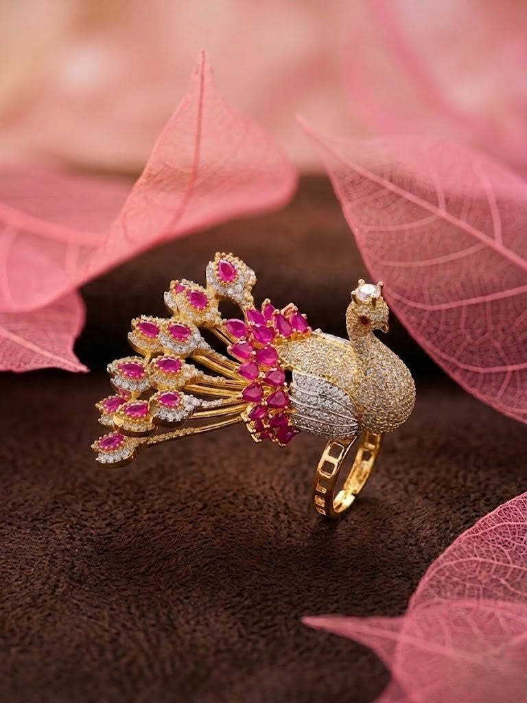 Mayurika Mor Designer Peacock Adjustable Ring