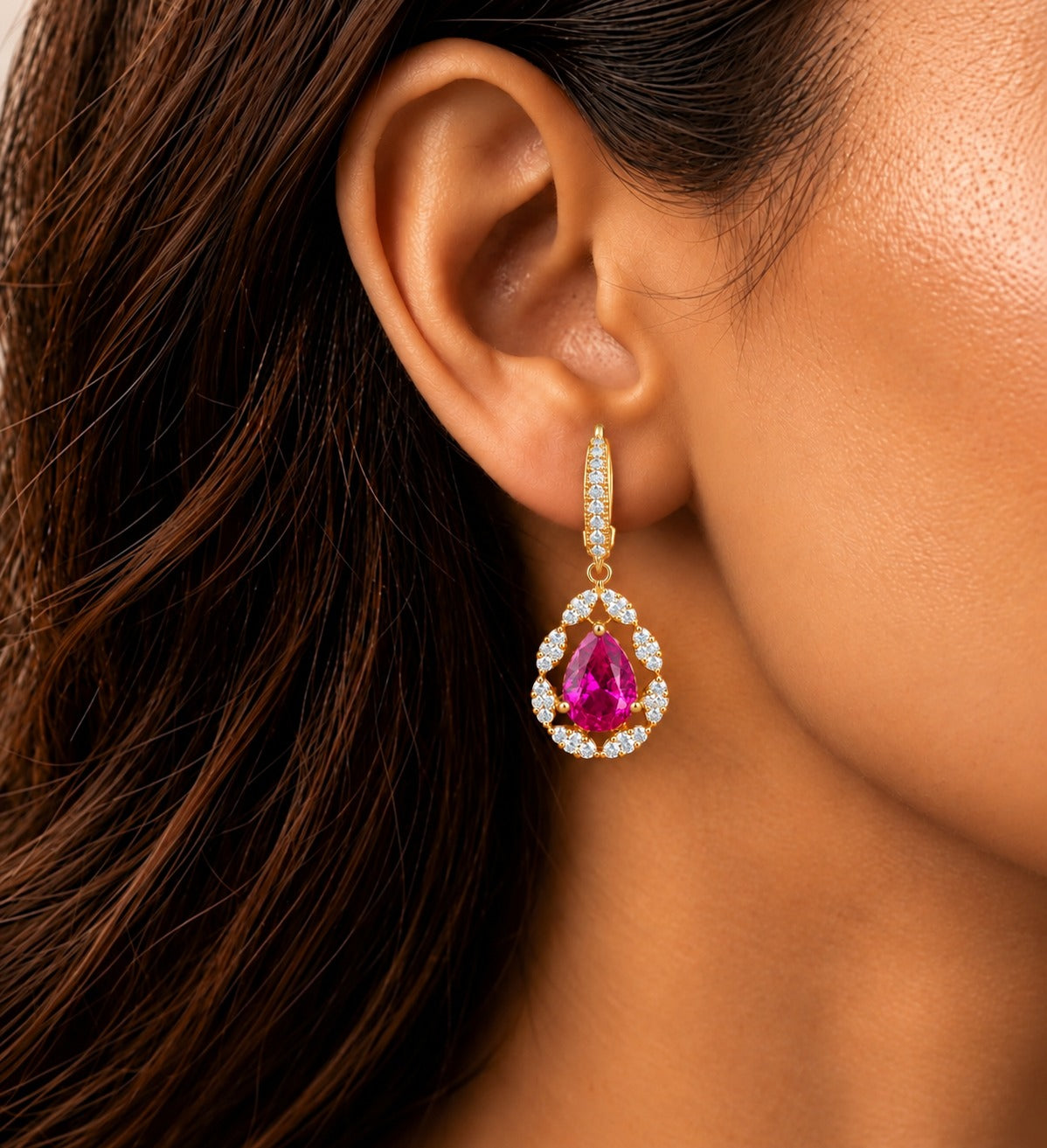 Solid Luxe Teardrop Halo Earrings