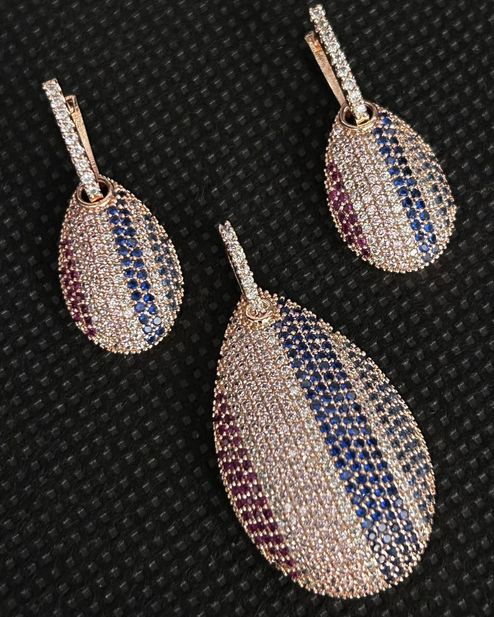 Celestine Tricolour Teardrop Pendant & Earrings Set