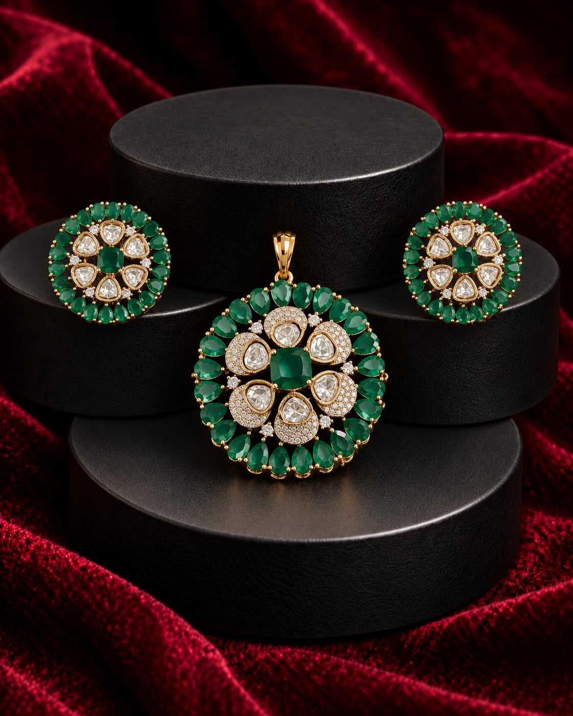 4CM Maharani Polki Pendant Set