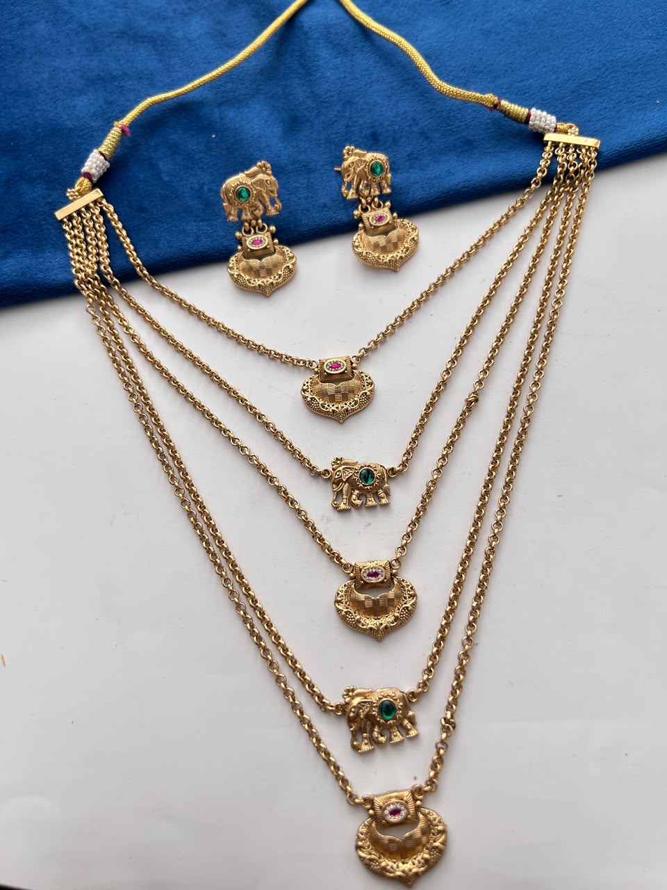 Rajwada Elephant Cascade Necklace Set