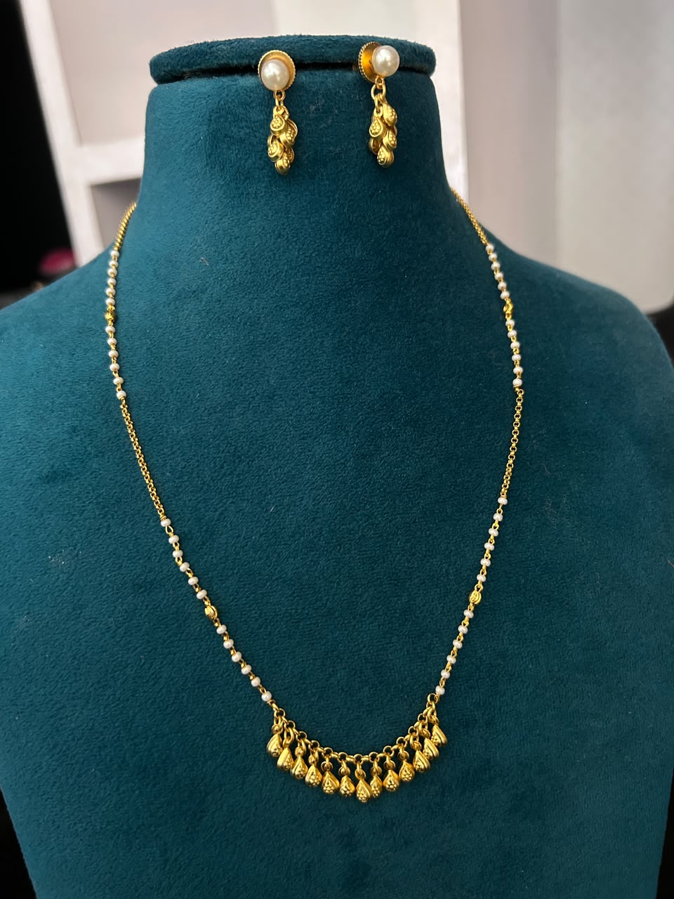 Pearl Ghungroo Drop Mala Set