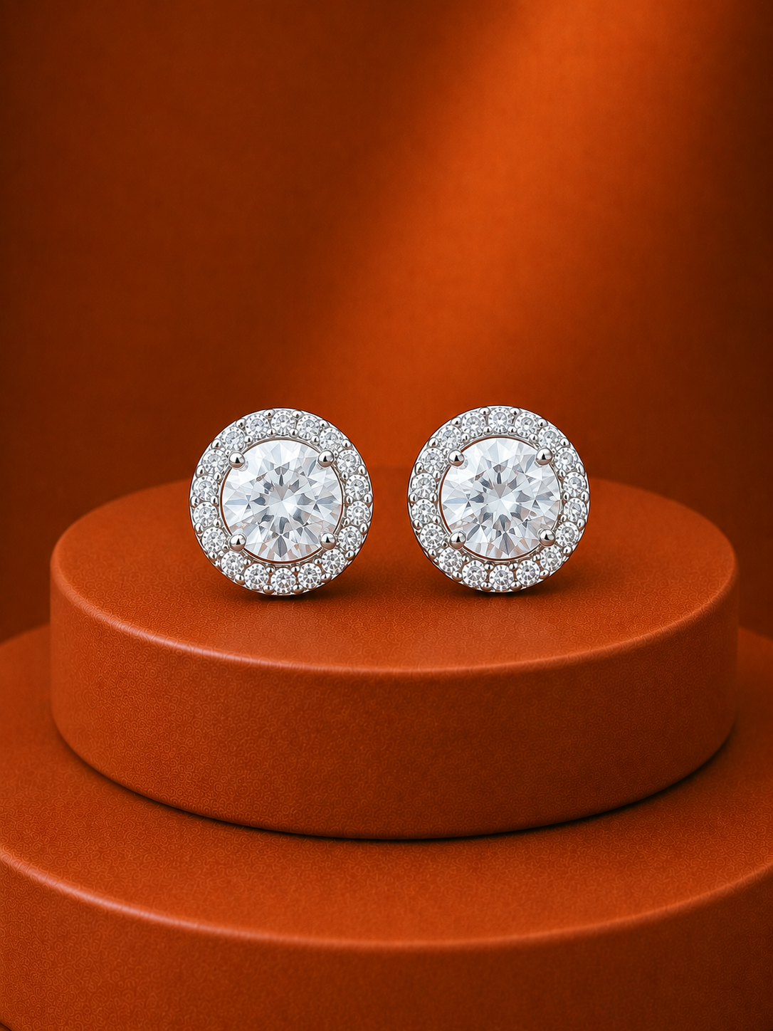 Celeste Round Diamond-Look Halo Stud Earrings – 4 Colours