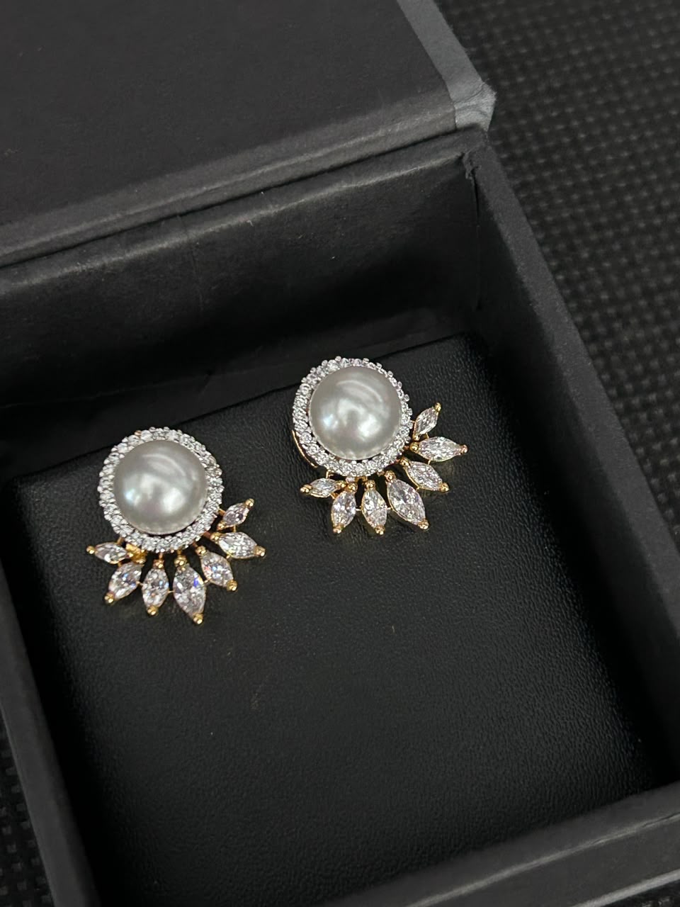 Pearlora Marquise Halo Pearl Stud Earrings