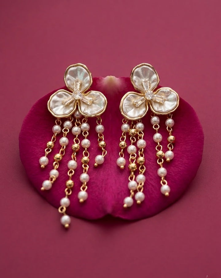 Aabira Pearl Blossom Drop Earrings