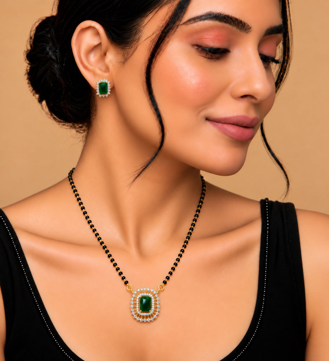 Ziyana Emerald Cut Mangalsutra Set – 18 Inch