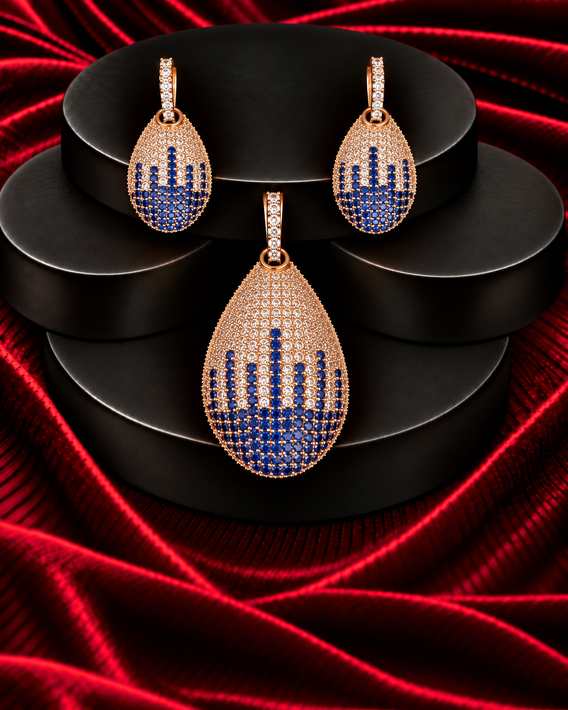 Aurevia Spectrum Teardrop Pendant & Earrings Set