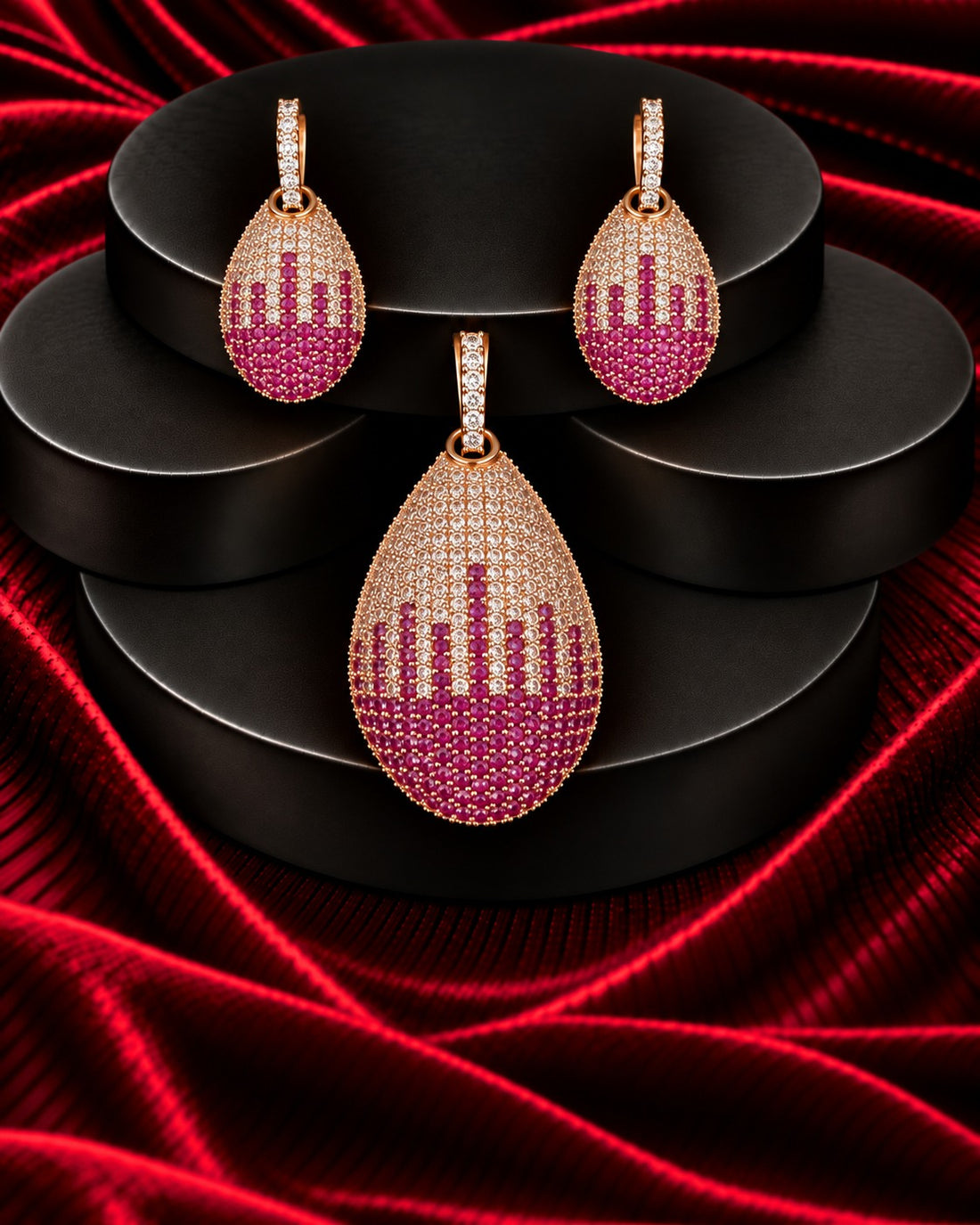 Aurevia Spectrum Teardrop Pendant & Earrings Set